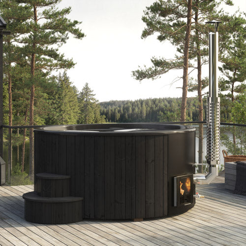 SaunaLife Soak Series Wood-Burning Hot Tub, Black, Up to 7 Persons